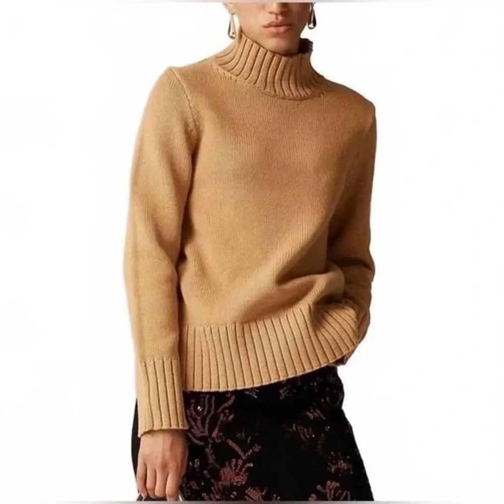 NWT J.Crew Sweater Women's Plus 3X Camel Cotton‎ Turtleneck Pullover Relaxed Fit